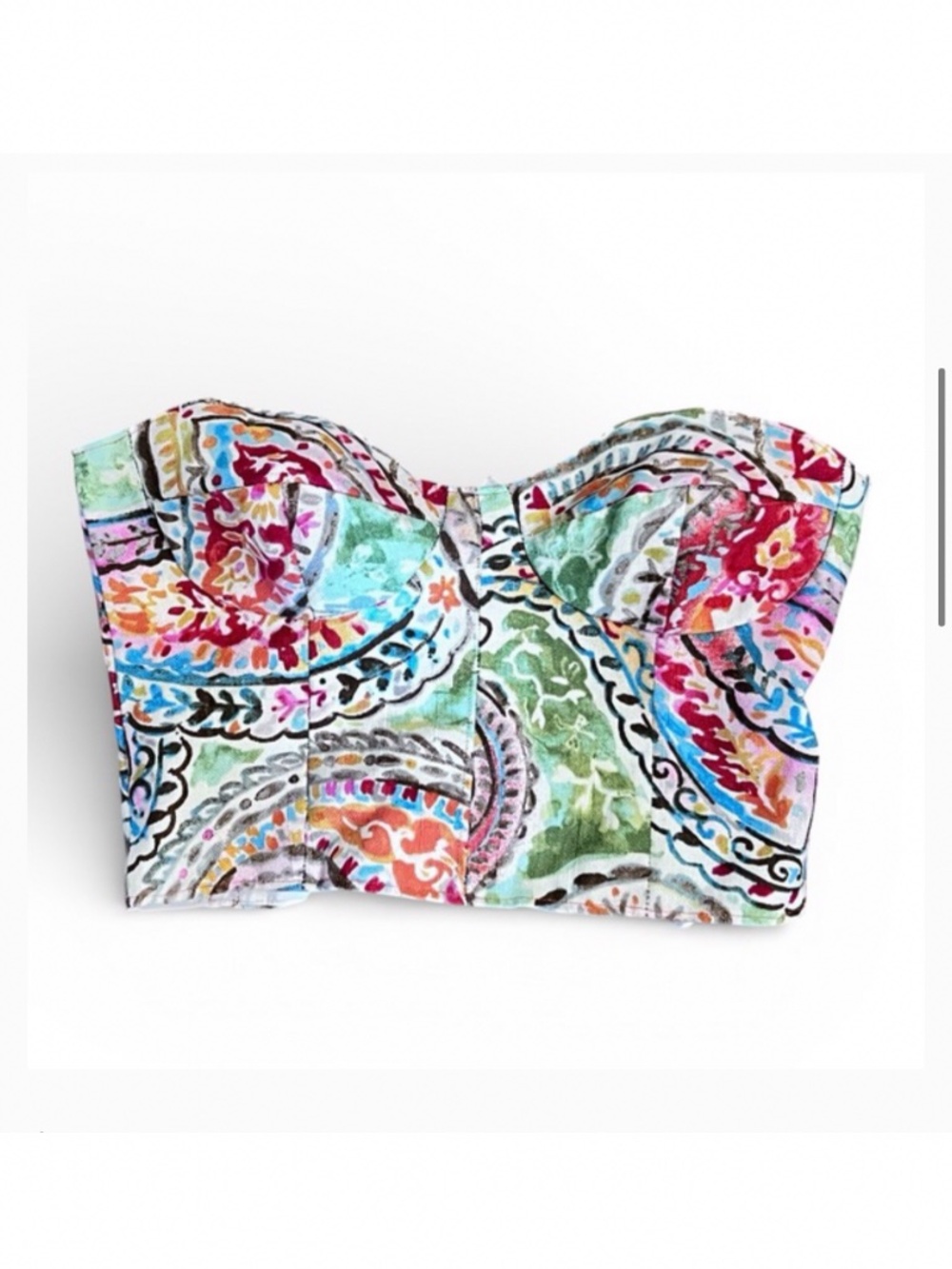 Handmade Paisley Strapless Lace Corset Top Molded Cups Sz Small Chest 25 Boho